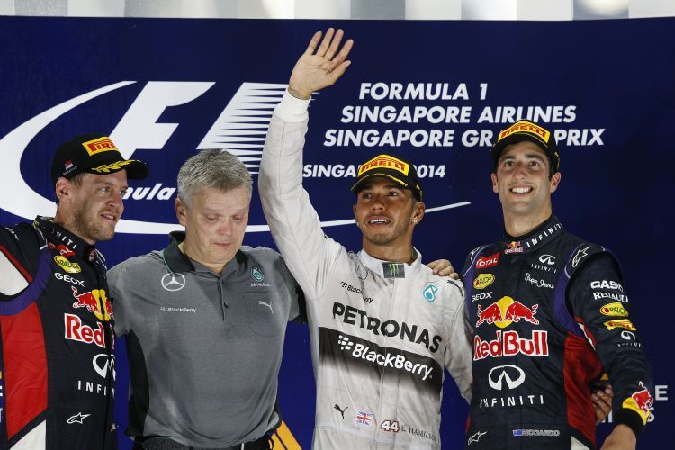 Die Sieger in Singapur: Hamilton vor Vettel und Ricciardo