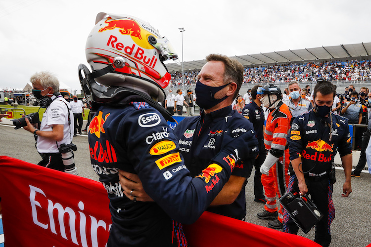 Max Verstappen und Christian Horner 2021 in Le Castellet