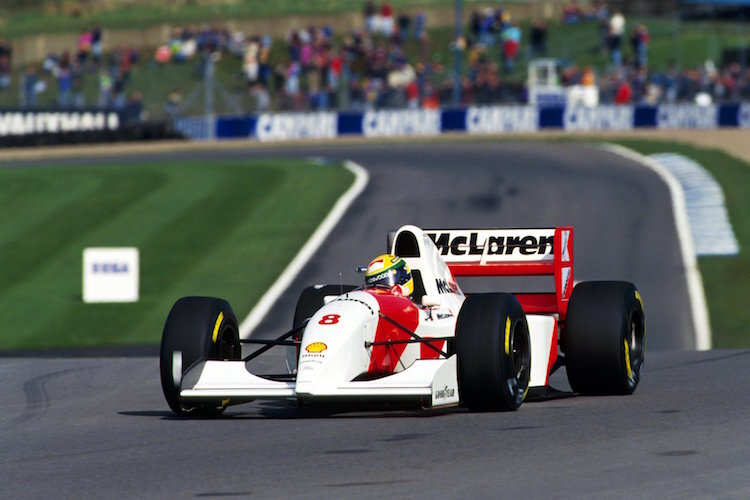 Ayrton Senna im Training zum Grossen Preis von Europa in Donington 1993