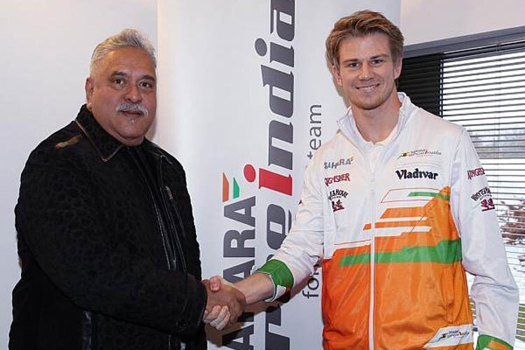 Nico Hülkenberg mit seinem ehemaligen und neuen Chef Vijay Mallya