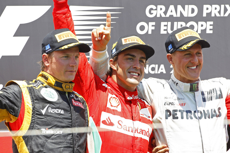 Das Podium: Alonso vor Räikkönen und Schumacher
