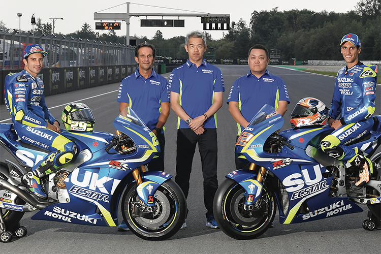 Alex Rins, Davide Brivio, Shinichi Sahara, Ken Kawauchi und Andrea Iannone