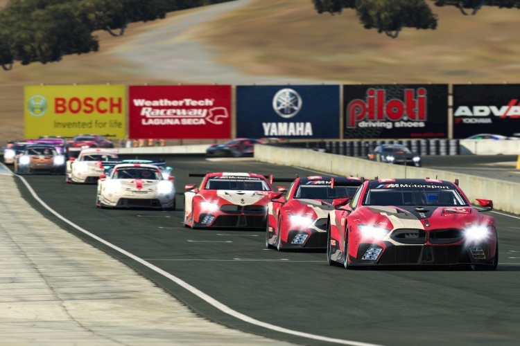 Der BMW M8 GTE von Bruno Spengler auf der virtuellen Strecke von Laguna Seca