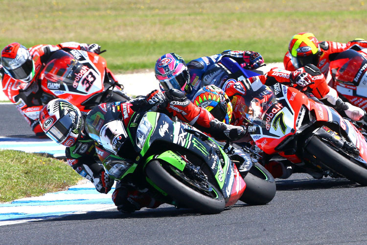 Jonathan Rea (1) gewann 2017 beide Superbike-WM-Läufe in Phillip Island