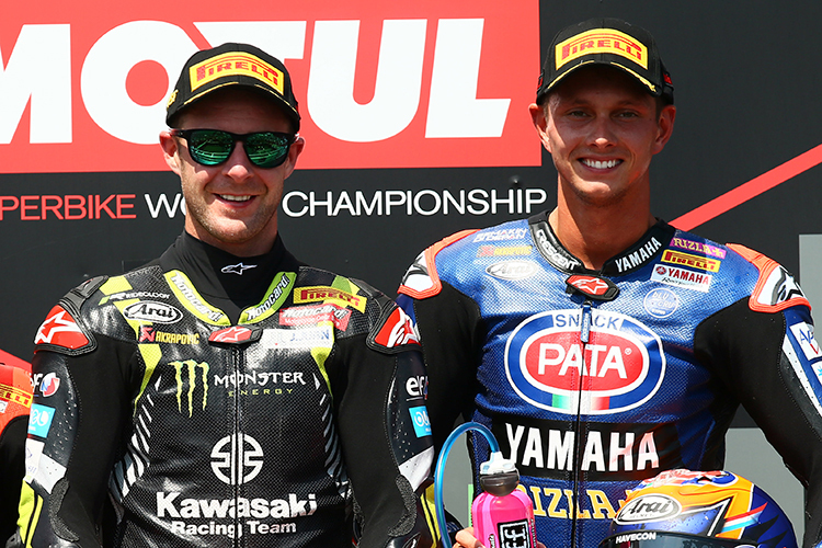 Jonathan Rea (li.) und Michael van der Mark haben ihren Job sicher