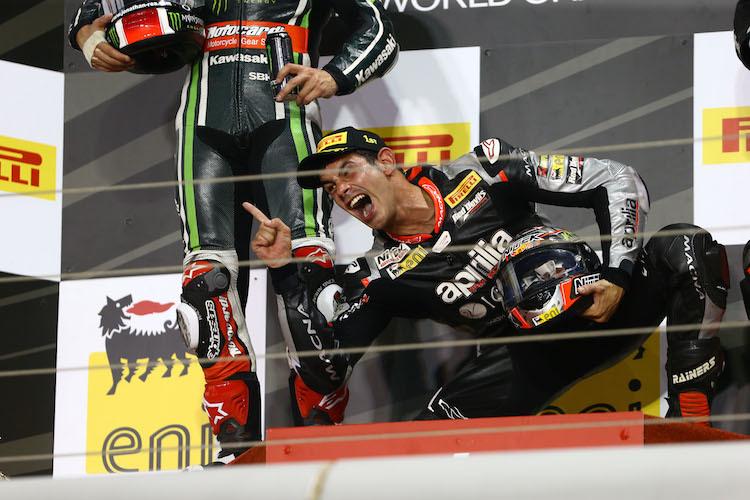Jordi Torres liess sich bei seinem ersten Sieg in der Superbike-WM ausgelassen feiern