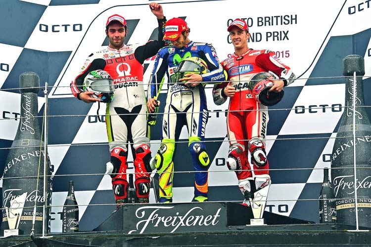 In Silverstone stand Petrucci mit seinen Landsmännern Valentino Rossi und Andrea Dovizioso auf dem Podest