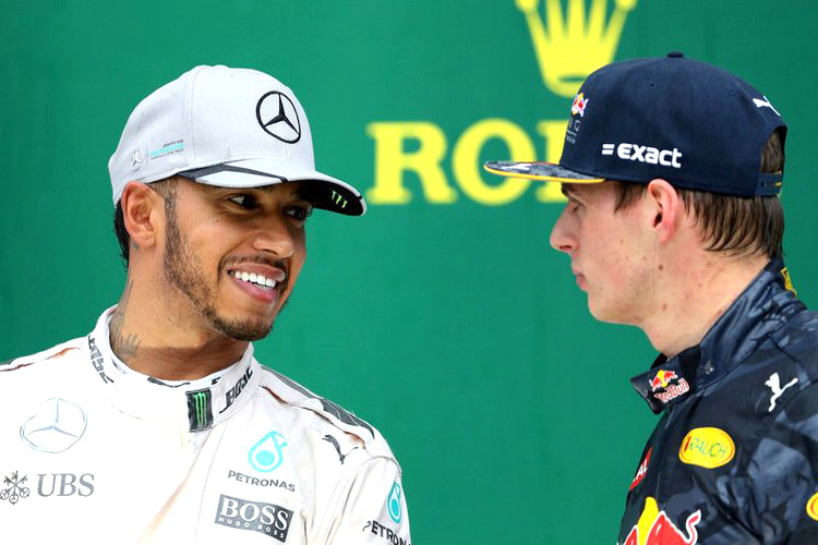 Lewis Hamilton mit Max Verstappen