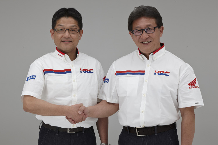 Der neue HRC-Präsident Yoshishige Nomura mit Vorgänger Tetsuo Suzuki 
