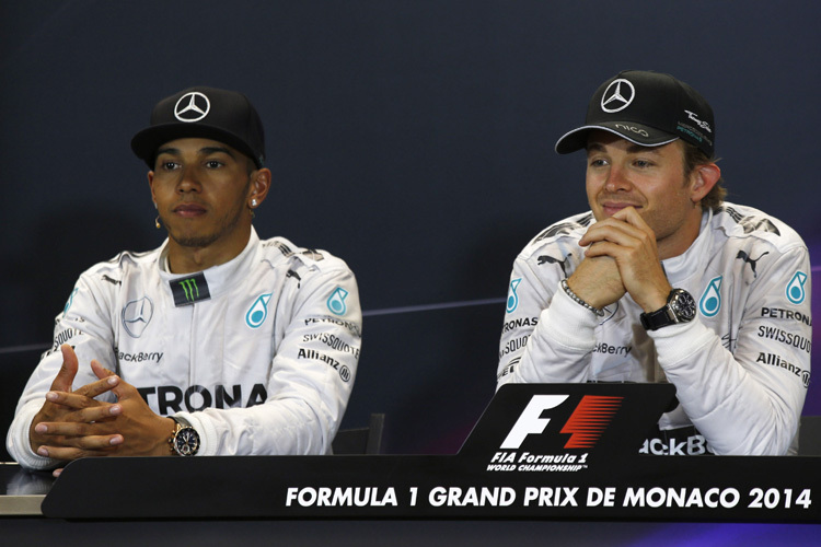 Lewis Hamilton und Nico Rosberg nach dem Monaco-GP: Die Gesicher sagten alles
