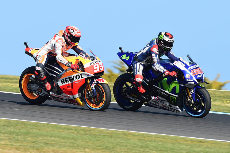 Die zwei schnellsten Piloten auf Phillip Island: Jorge Lorenzo (99) und Marc Márquez (93)