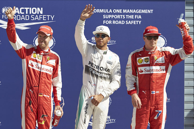Die drei Schnellsten des Qualifyings: Vettel, Hamilton, Räikkönen