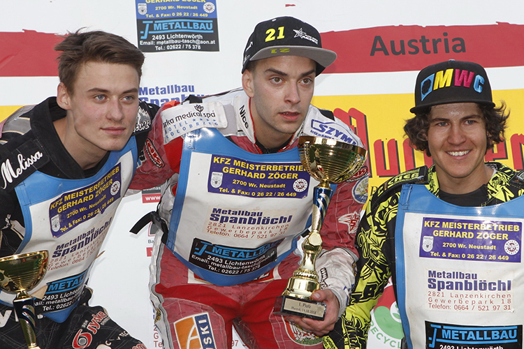 Die Top-3 Mathias Nielsen, Matic Ivacic und Daniel Gappmaier (v.l.)