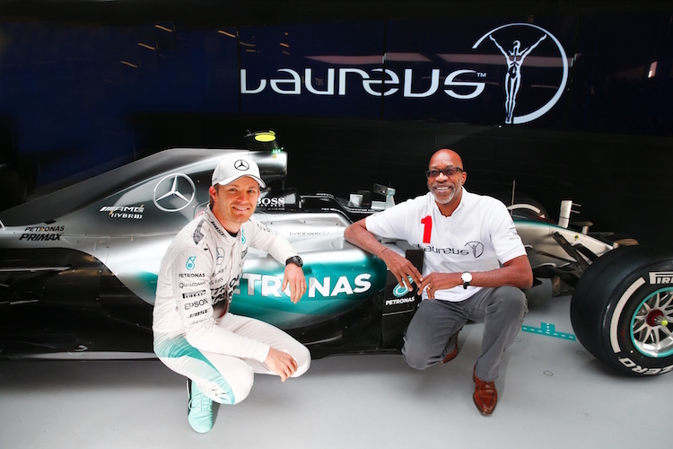 Nico Rosberg mit Leichtathletik-Legende Ed Moses