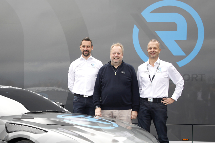 Andy Palmer (Mitte), R-Motorsport-Teamchef Florian Kamelger (li.) und R-Motorsport-Mitbesitzer Andreas Baenziger