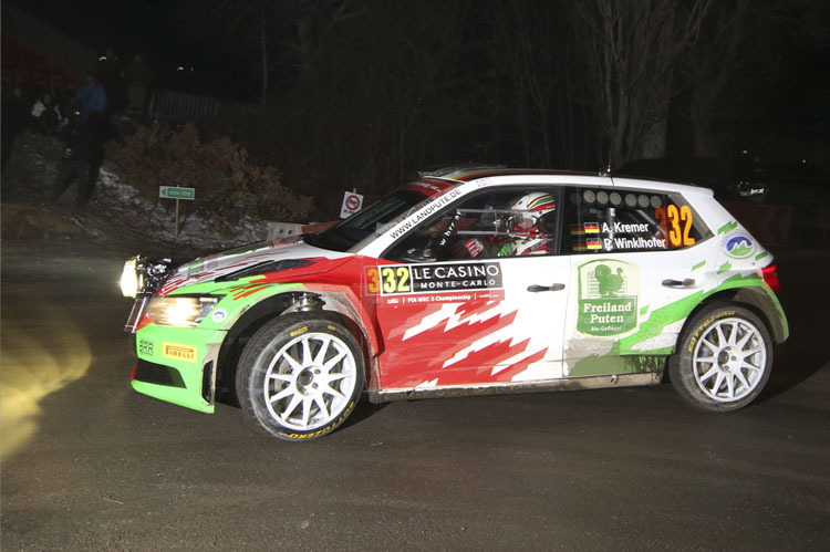 Nach den Nachtprüfungen vom Donnerstag ist Armin Kremer Dritter in der WRC2