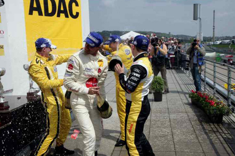 Ausgelassene Stimmung auf dem Podium am Sachsenring