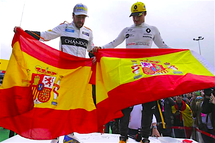 Fernando Alonso und Carlos Sainz 2018 in Barcelona