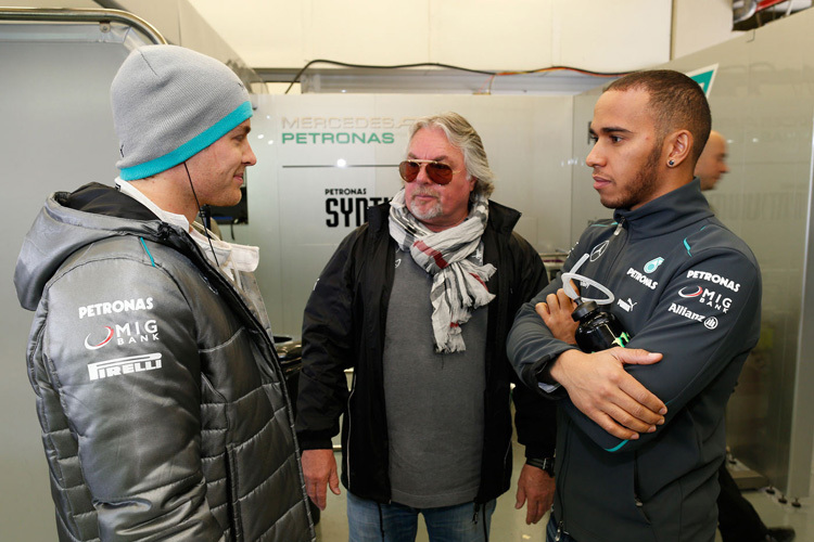 Nico und Keke Rosberg mit Lewis Hamilton