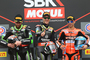 Die Top-3 von Lauf 1: Tom Sykes, Jonathan Rea und Marco Melandri (v.l.)