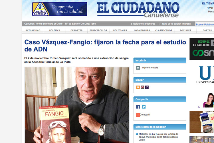 Rubén Vázquez sagt: «Fangio ist mein Vater»