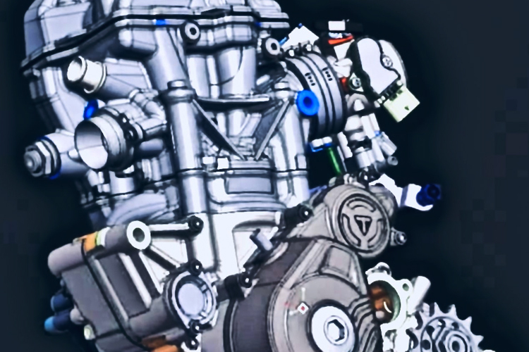 Der neue Motor der Triumph-Motocross-Bikes im Computermodell