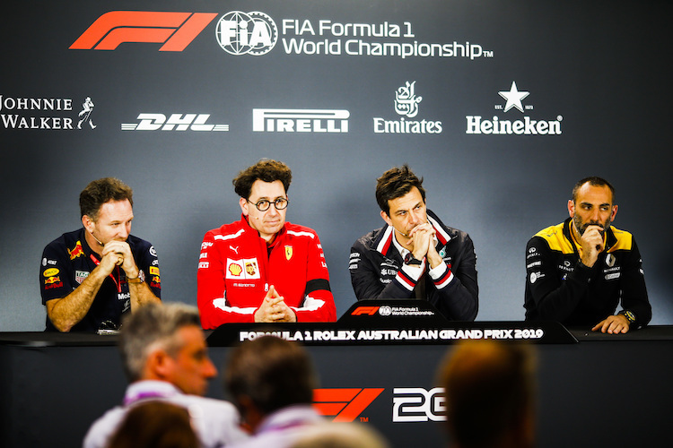 Christian Horner, Mattia Binotto, Toto Wolff und Cyril Abiteboul