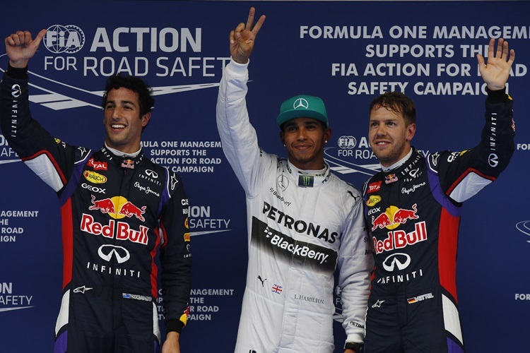 Die schnellsten Drei - Lewis Hamilton startet vor Daniel Ricciardo und Sebastian Vettel