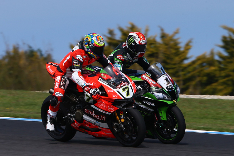 Sie gaben 2016 den Ton an: Chaz Davies (7) und Jonathan Rea