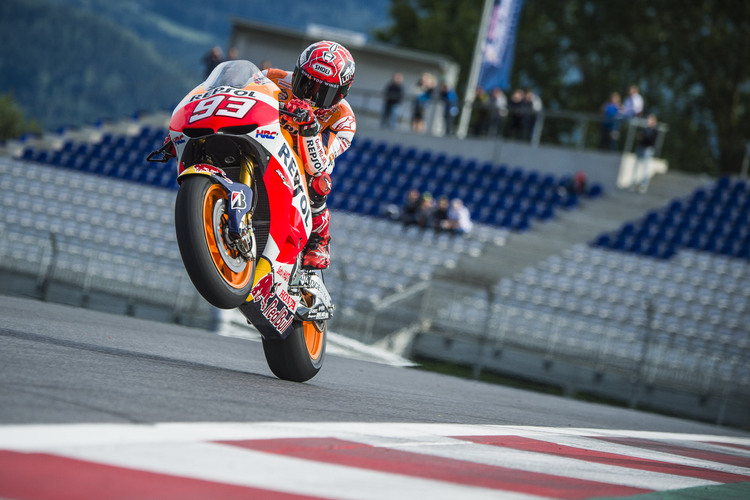 Marc Márquez bei seiner Probefahrt auf der Honda RC213V auf dem Red Bull Ring bei Spelberg