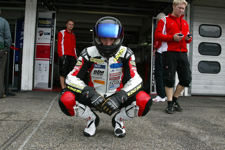 Ducati-Pilot Günther Knobloch vor dem Training.
