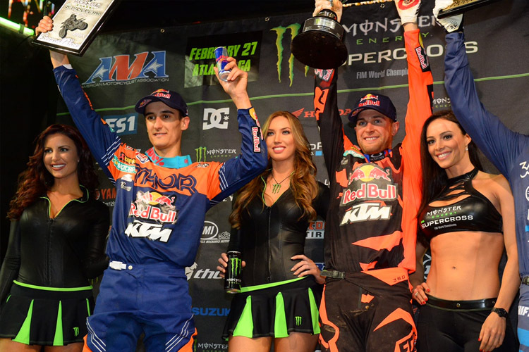 Ryan Dungey und Marvin Musquin auf dem Podium von Atlanta