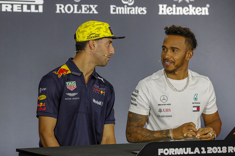 Daniel Ricciardo und Lewis Hamilton