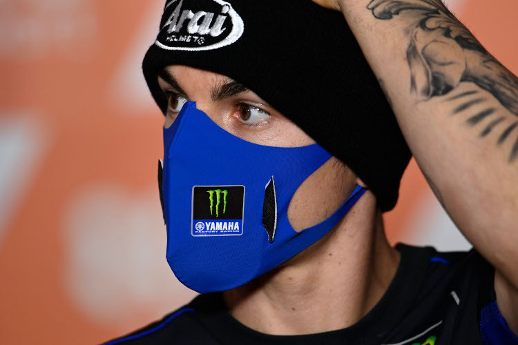 Maverick Viñales verzichtet auch in der virtuellen Presserunde nicht mehr auf seinen Mund-Nasen-Schutz