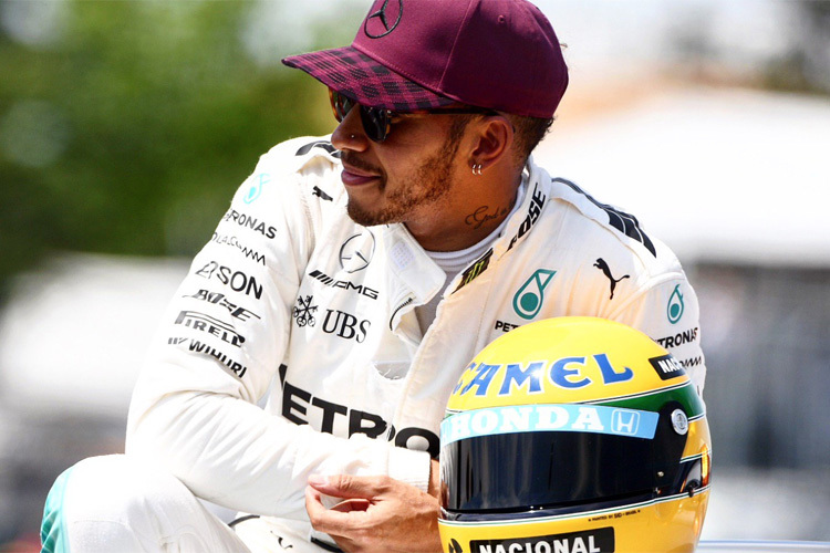 Lewis Hamilton in Kanada mit einem Senna-Helm