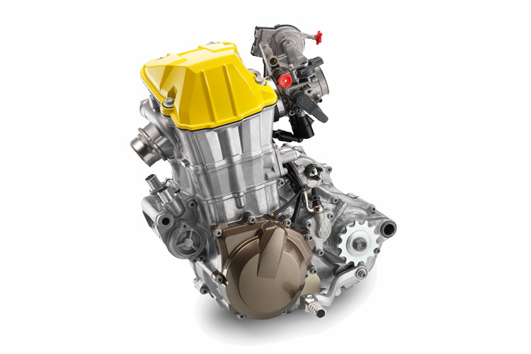 Gelbe statt schwarze Zylinderkopfabdeckung: Die Verwandschaft zum KTM-Motor ist unverkennbar