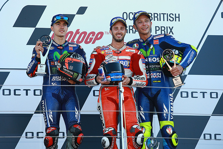 Silverstone 2017: Maverick Viñales, Andrea Dovizioso und Valentino Rossi