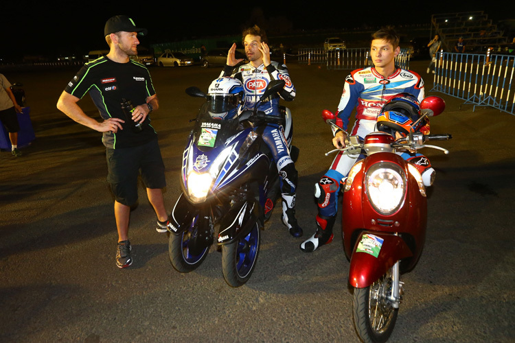 Tom Sykes, Sylvain Guintoli und Michael van der Mark (v.l.) in Thailand