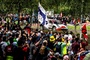 Die Finnen feiern die Sieger Elfyn Evans und Scott Martin