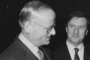 Prof. Dr. Carl Hahn (links) und sein neuer Presse-Direktor Anton Konrad 1971 bei der IAA