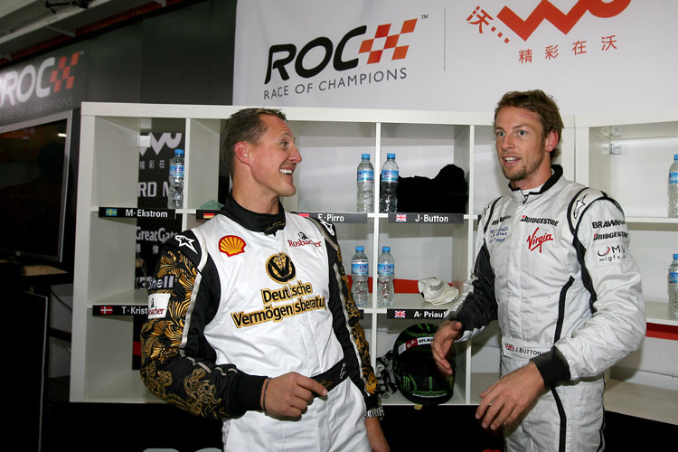 Button (re.) mit Schumi beim Race of Champions