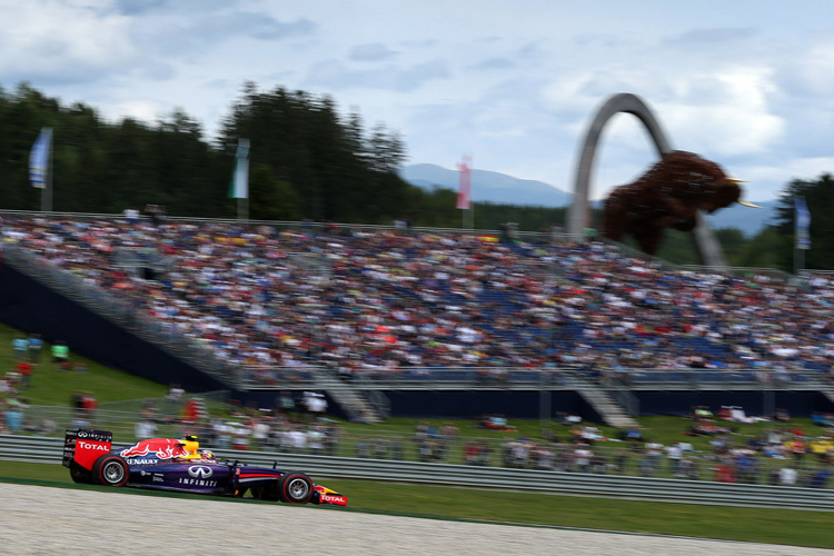 Volle Hütte: Daniel Ricciardo 2014 auf dem Red Bull Ring