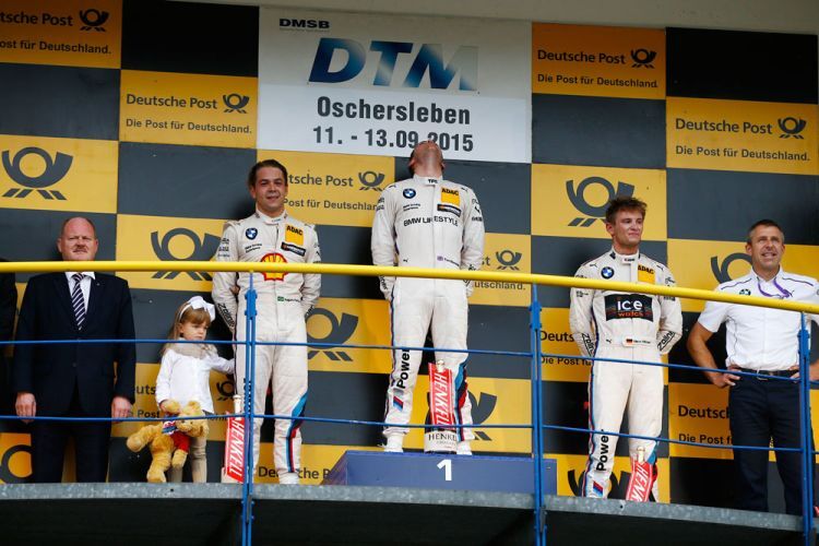 Podium Rennen 2: Blomqvist, Farfus, Wittmann