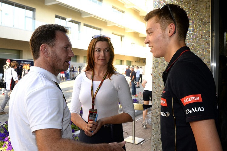 Christian Horner (links) mit Daniil Kvyat (rechts)