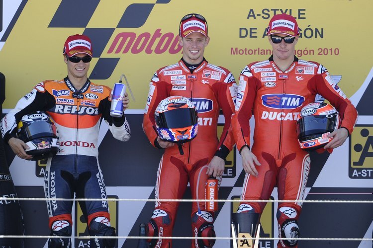 Pedrosa, Stoner, Hayden: 2 Ducatis auf dem Podest