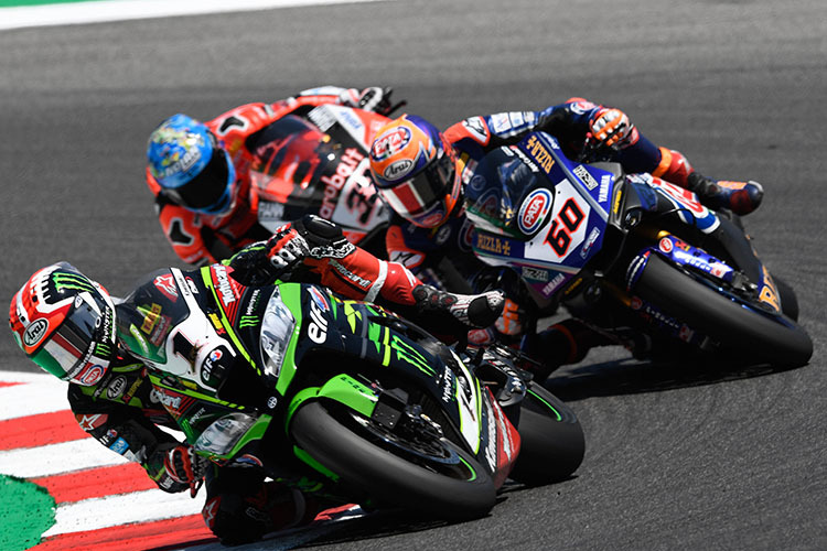 Jonathan Rea vor Michael van der Mark