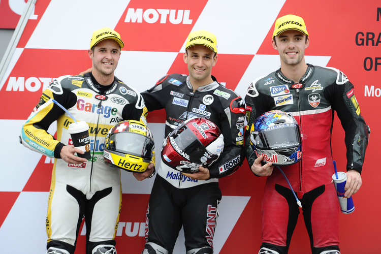 Nach dem Quali im Parc Fermé von Motegi: Lüthi, Zarco und Folger