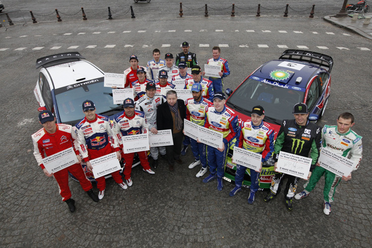 Jean Todt und die Rallye-WM-Piloten in Paris