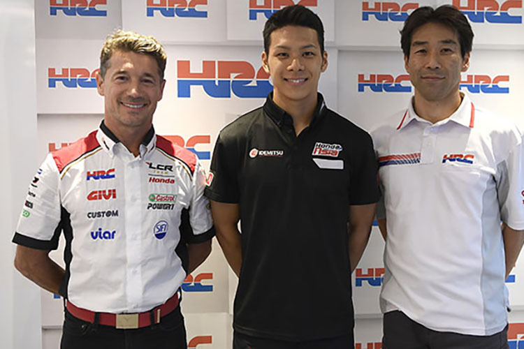 Lucio Cecchinello, Takaaki Nakagami und Tetsuhiro Kuwata von HRC