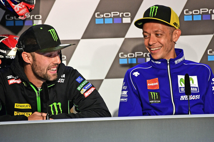 Pressekonferenz Sachsenring: Jonas Folger (li.) neben Valentino Rossi